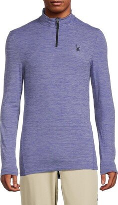 Logo Heathered Half Zip Pullover