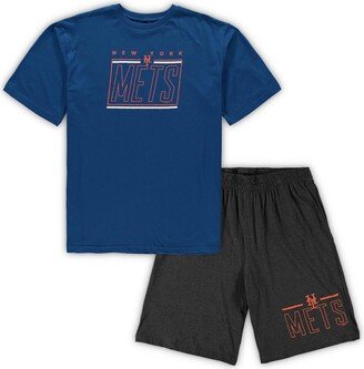 Men's Concepts Sport Royal, Heathered Charcoal New York Mets Big and Tall T-shirt and Shorts Sleep Set - Royal, Heathered Charcoal