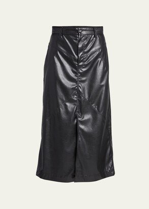 Breanne Paneled Faux-Leather Midi Skirt