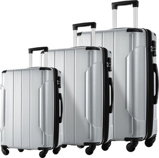 EDWINRAY Luggage Sets Lightweight Hardshell Suitcases with Spinner Wheels&TSA Lock, 3 Sets Expandable Luggage-AA