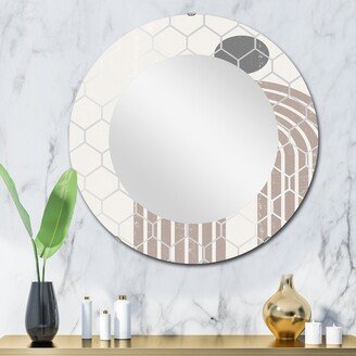 Designart 'Abstract Rainbow Sun and Moon In Earth Tones I' Printed Modern Wall Mirror