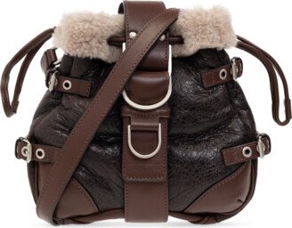 Leather Bucket Shoulder Bag - Brown