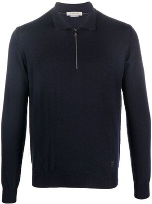 Long-Sleeve Wool Polo Shirt-AG