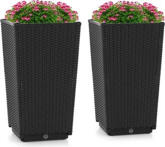 2PCS Outdoor Wicker Flower Pot 22.5''Tall Planters with Drainage Hole