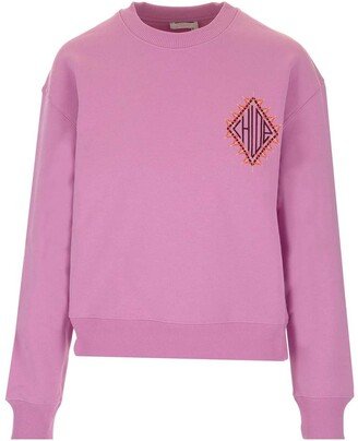 Embroidered Patch Crewneck Sweatshirt