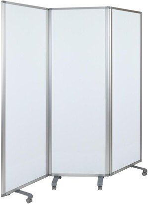 Emma+oliver Mobile Magnetic Whiteboard 3 Section Partition With Locking Casters, 72H X 24W