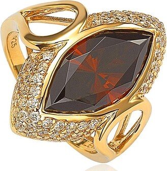 Suzy Levian Sterling Silver Brown Marquise Cubic Zirconia Ring