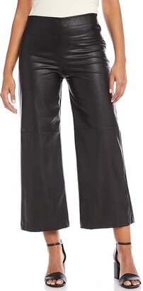 Size Cropped Faux Leather Pants (Black) Women's Jumpsuit & Rompers One Piece