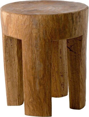 Round four-legs wood stool