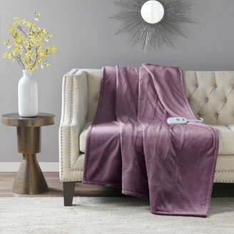 50x60 Plush Electric Heated Throw Blanket Purple