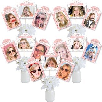 Pink Rose Gold Birthday - Happy Party Picture Centerpiece Sticks Photo Table Toppers 15 Pieces