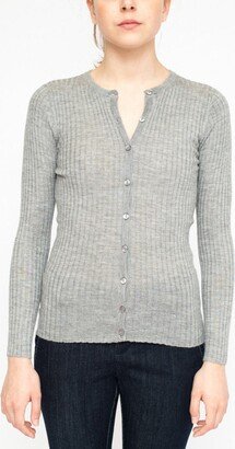 LA Rose cardigan ribs cashmere blue