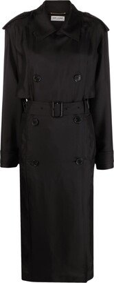 Silk Double-Breasted Trench Coat