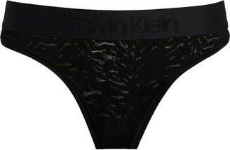 Lace-Trim Logo Thong