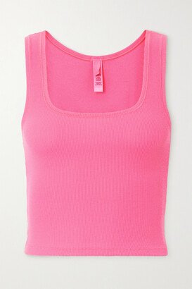 Cotton Collection Cropped Ribbed Cotton-blend Jersey Tank - Pink