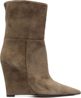 Alevì 115mm Suede Wedge Boots