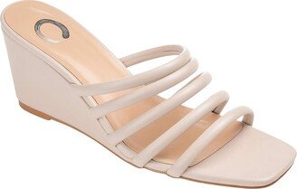 Rizie Wedge (Beige) Women's Shoes