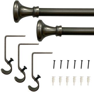 Lumi Home Furnishings Lumi 5/8 Single Curtain Rod Set Pewter/ Matte Black- Trumpet finials