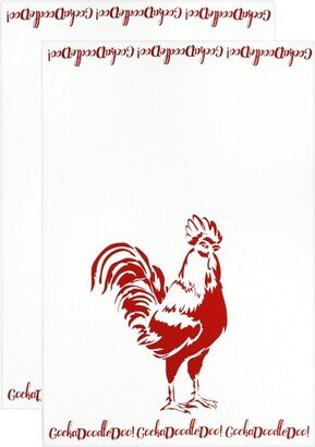 2pk Rooster Kitchen Towels Red - MU Kitchen