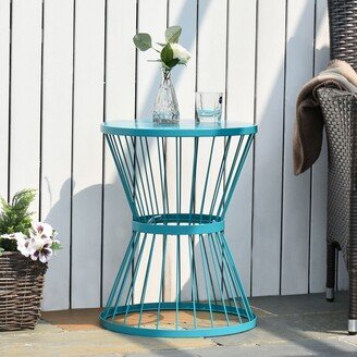 16 Steel Patio End Table, Side Table with Hourglass Design, Accent Table for Outdoor and Indoor Use