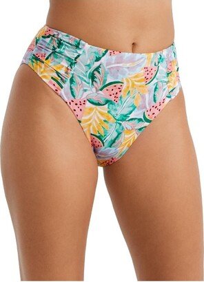 Birdsong Birdong Women' One In A Melon Ruched High-Wait Bikini Bottom - S20154-OIMEL 3XL One In A Melon