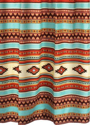 Tagus 72 Inch Shower Curtain, Natural Southwest Patterns, Button Holes