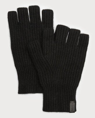 Ribbed Cashmere Fingerless Gloves-AB