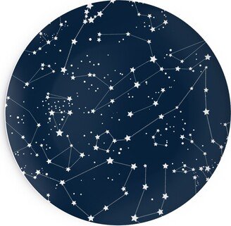 Salad Plates: Constellations - White Stars On Navy Salad Plate, Blue