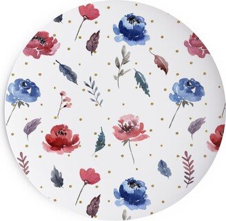 Salad Plates: American Glory Flowers With Gold Dots - Multi Salad Plate, Red