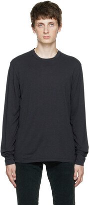 Black Embroidered Long Sleeve T-Shirt-AA