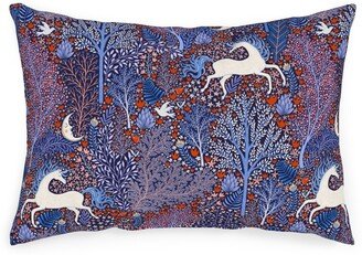 Outdoor Pillows: Unicorn In Nocturnal Forest - Purple Outdoor Pillow, 14X20, Single Sided, Purple