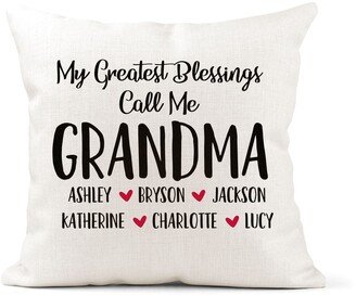 Greatest Blessings Pillow With Grandchildren Names, Personalized Grandma Gift