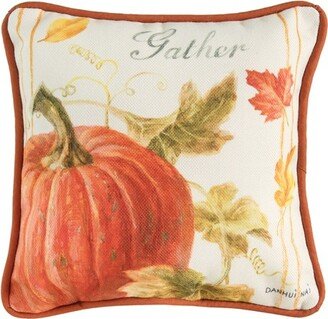 8 x 8 Gather Pumpkin Petite Printed Fall Throw Pillow