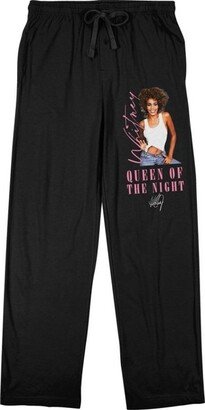 Perryscope Whitney Houston Queen of the Night Men's Black Graphic Sleep Pajama Pants-Medium