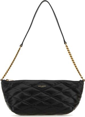 Diamond-Quilted Logo Printed Mini Shoulder Bag