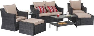 Tiramisu 7 Piece PE Wicker Patio Conversation Sets with Cushions