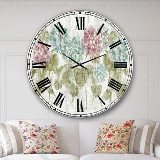 Designart 'Red and Blue Vibrant Hydrangea Flowers' Cabin & Lodge Oversized Wall CLock