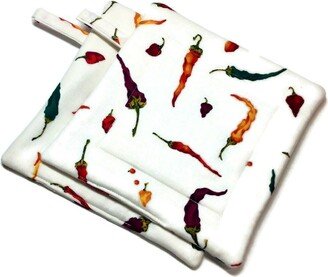 Quilted Pot Holders Set Of 2 Hot Peppers Alexander Henry