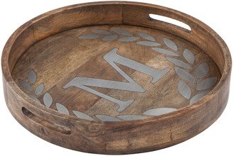 Gg Collection Heritage Collection Mango Wood Round Tray Letter M