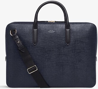 Mens Navy Panama Large Leather Briefcase