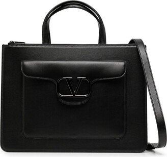 V-Logo leather briefcase-AA