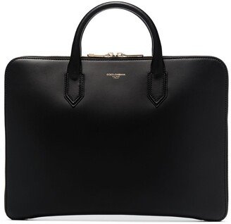 Logo-Embossed Leather Briefcase