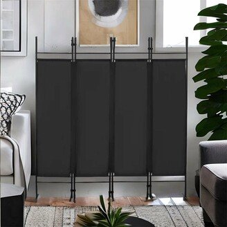 Devera Black 4-Panel Metal Folding Room Divider for Bedroom Office