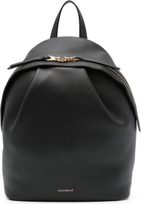 Soft-wear box-pleat leather backpack