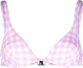 Gingham Check-Pattern Bikini Top