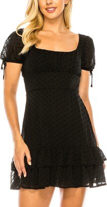 Juniors' Square-Neck Ruffled-Hem Dress