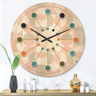 Designart 'Retro Circular Pattern III' Mid-Century Modern Wood Wall Clock