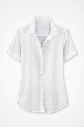 Women's Short Sleeve Stain Stop No-Iron Shirt - White - 8P - Petite Size