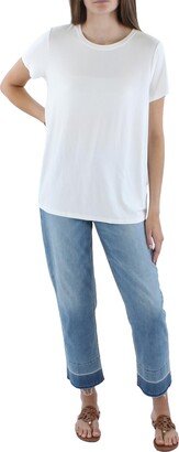 Petites Womens Stretch Crewneck T-Shirt