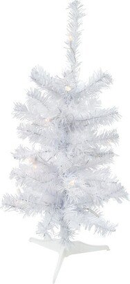 Northlight 2' Pre-Lit Woodbury White Pine Slim Artificial Christmas Tree, Clear Lights